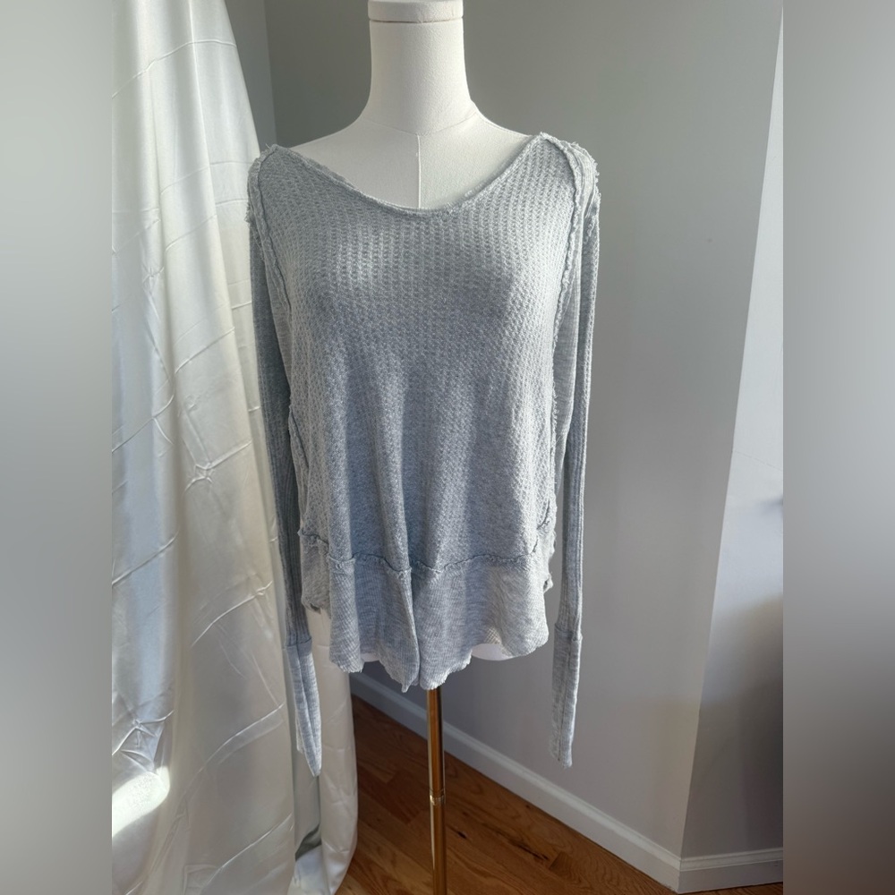 We The Free Heather Gray Textured Knit Top